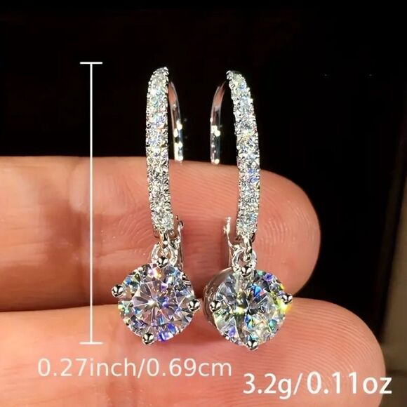Silver Simulated Diamond Earrings - Picture 3 of 5